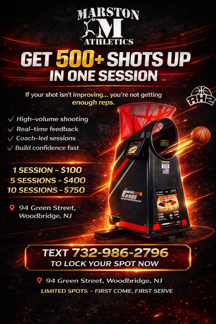 Shooting machine workout flyer: 500 plus shots up in one session, Green Street, Woodbridge